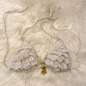 White with Gold Stars Bikini Top
